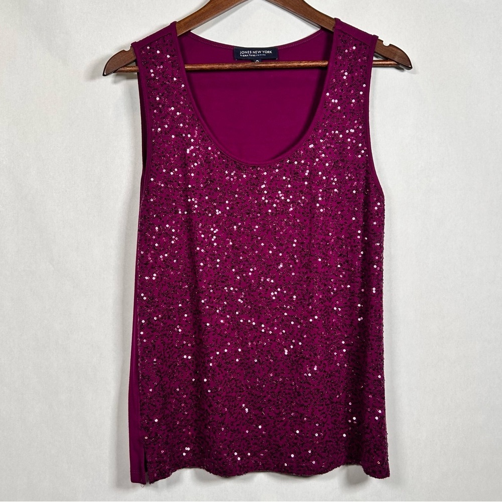 Jones New York Sequined Purple Sleeveless Top